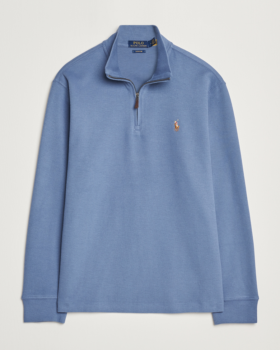 Homme | Pulls Et Tricots | Polo Ralph Lauren | Double Knit Jaquard Half Zip Sweater Capri Blue