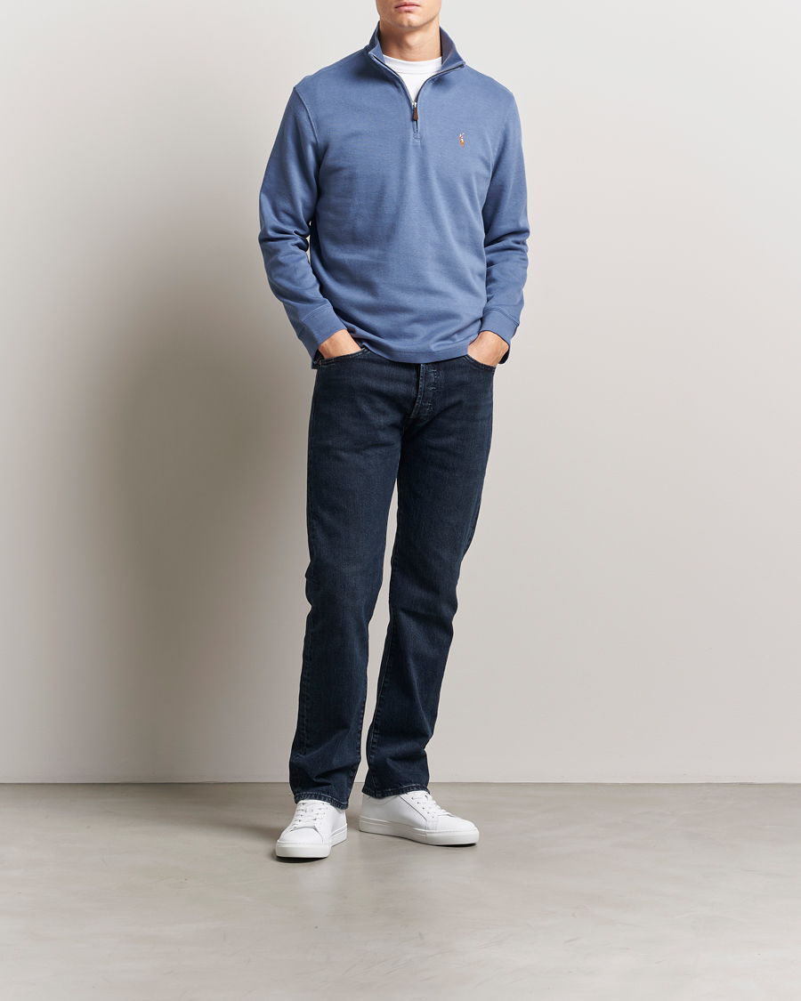 Homme | Pulls Et Tricots | Polo Ralph Lauren | Double Knit Jaquard Half Zip Sweater Capri Blue