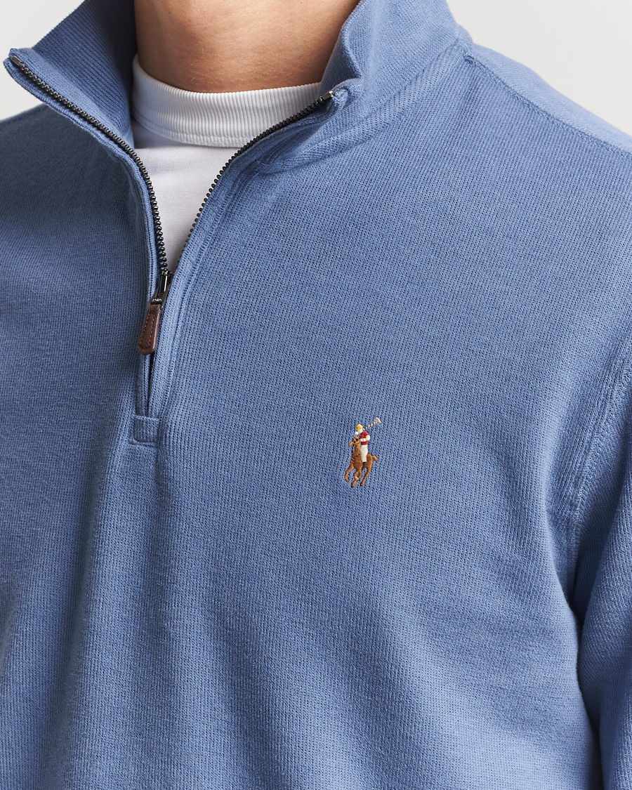 Homme | Pulls Et Tricots | Polo Ralph Lauren | Double Knit Jaquard Half Zip Sweater Capri Blue