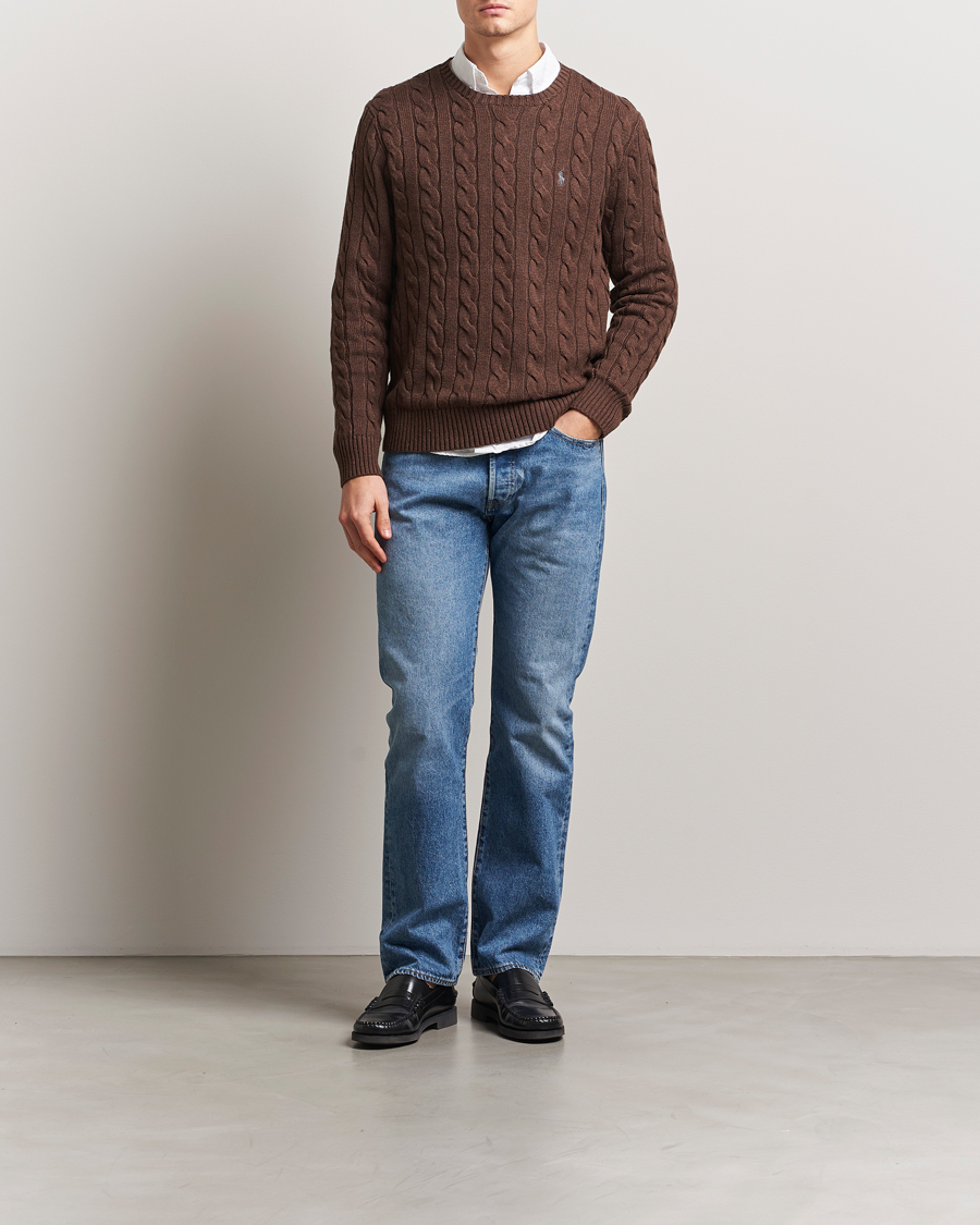 Homme | Pulls Et Tricots | Polo Ralph Lauren | Cotton Cable Pullover Dark Roast Melange