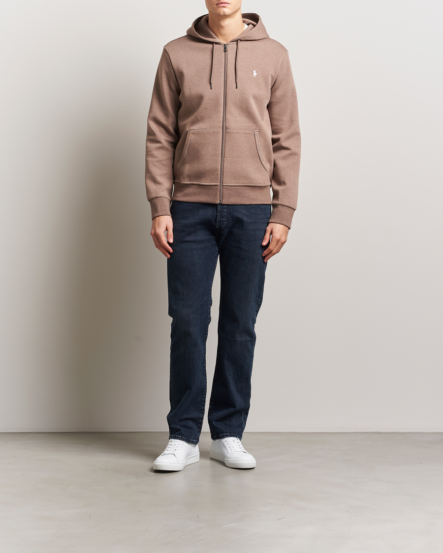 Homme | Pulls Et Tricots | Polo Ralph Lauren | Double Knitted Full-Zip Hoodie Brown Heather