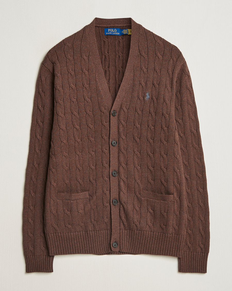Homme | Pulls Et Tricots | Polo Ralph Lauren | Cotton Cable Cardigan Dark Roast Melange
