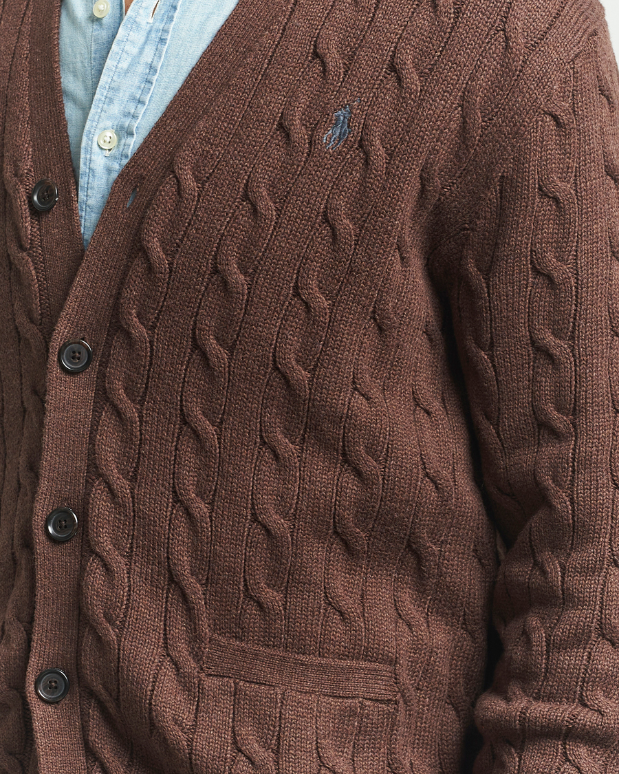 Homme | Pulls Et Tricots | Polo Ralph Lauren | Cotton Cable Cardigan Dark Roast Melange