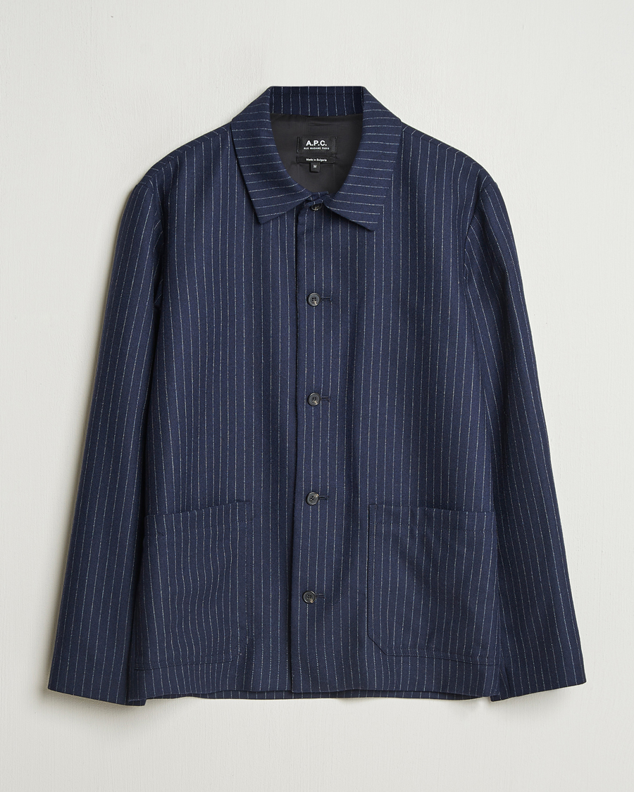 Homme | Manteaux Et Vestes | A.P.C. | Wool Pinstriped Shirt Jacket Dark Navy