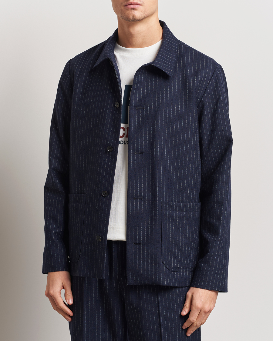 Homme | Manteaux Et Vestes | A.P.C. | Wool Pinstriped Shirt Jacket Dark Navy