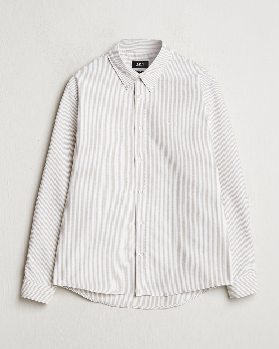 Homme | Chemises | A.P.C. | Greg Striped Oxford Shirt Beige/White