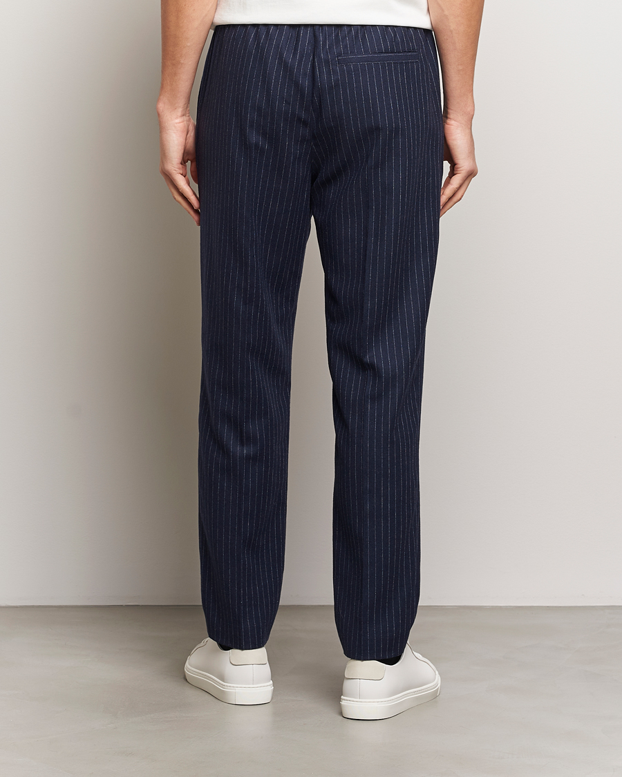 Homme | Pantalons | A.P.C. | Wool Pinstriped Drawstring Trousers Dark Navy