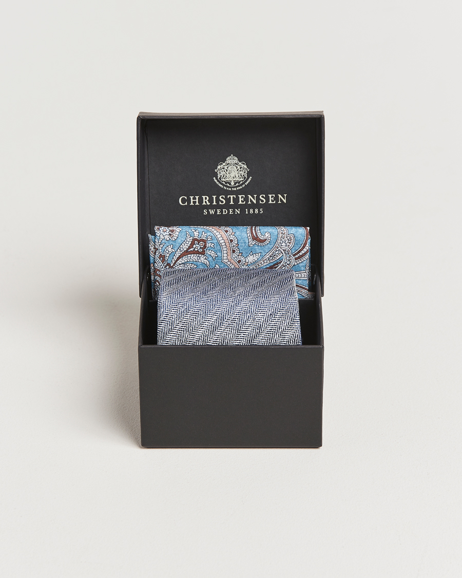 Homme | Amanda Christensen Box Set Printed Silk 8cm Tie With Pocket Square Navy | Amanda Christensen | Box Set Printed Silk 8cm Tie With Pocket Square Navy