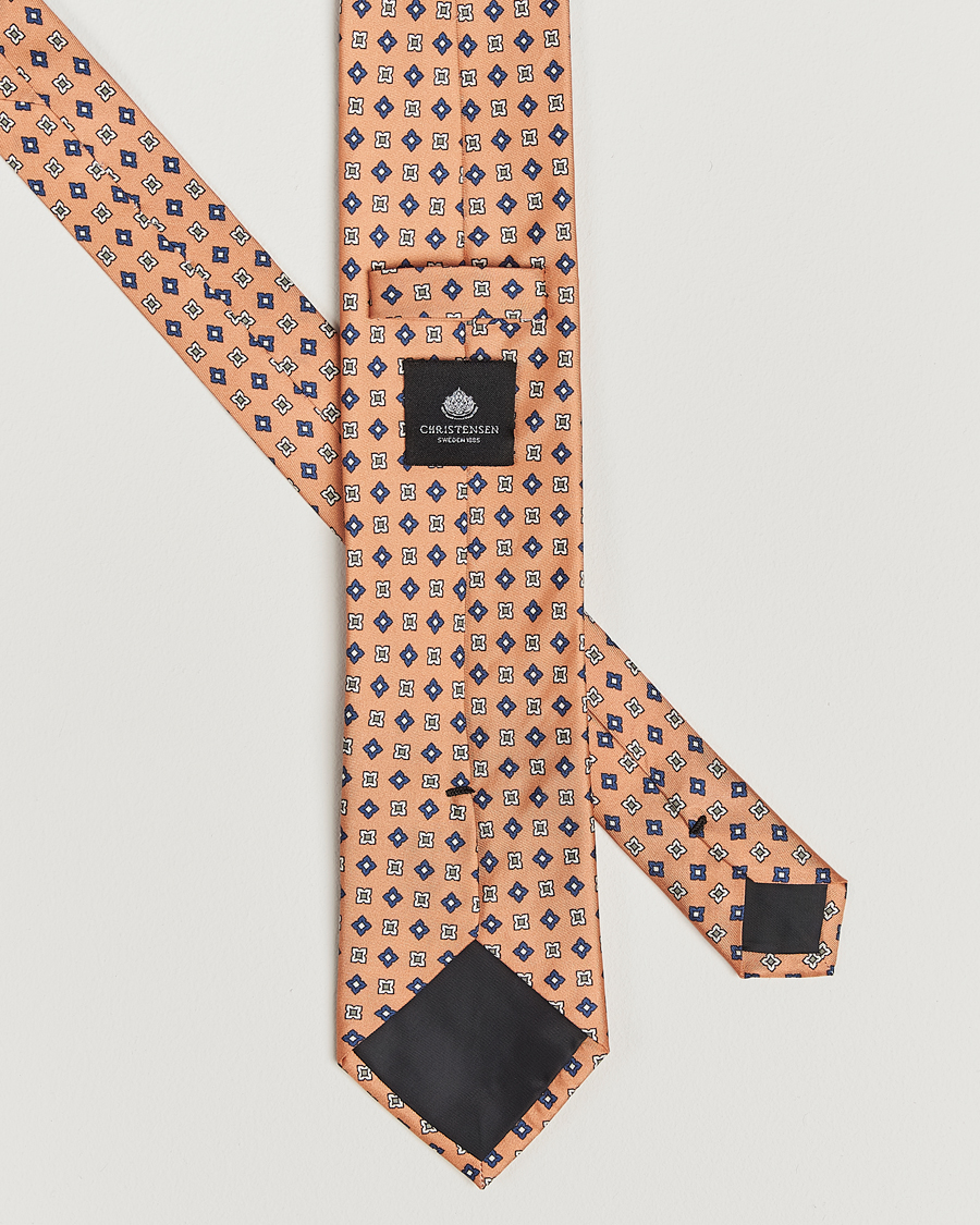 Homme | Amanda Christensen Box Set Printed Silk 8cm Tie With Pocket Square Orange | Amanda Christensen | Box Set Printed Silk 8cm Tie With Pocket Square Orange
