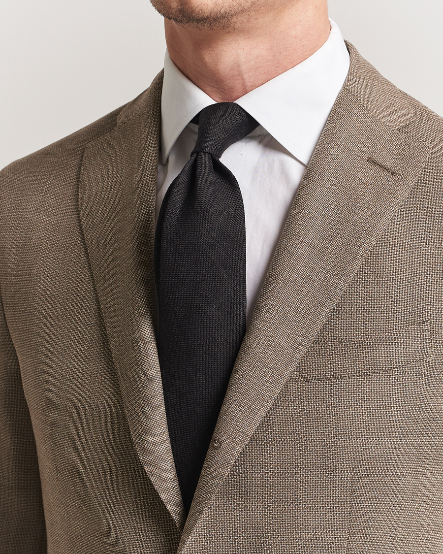 Homme | Cravates | Amanda Christensen | Amanda ChristensenHopsack Linen 8cm TieBlack