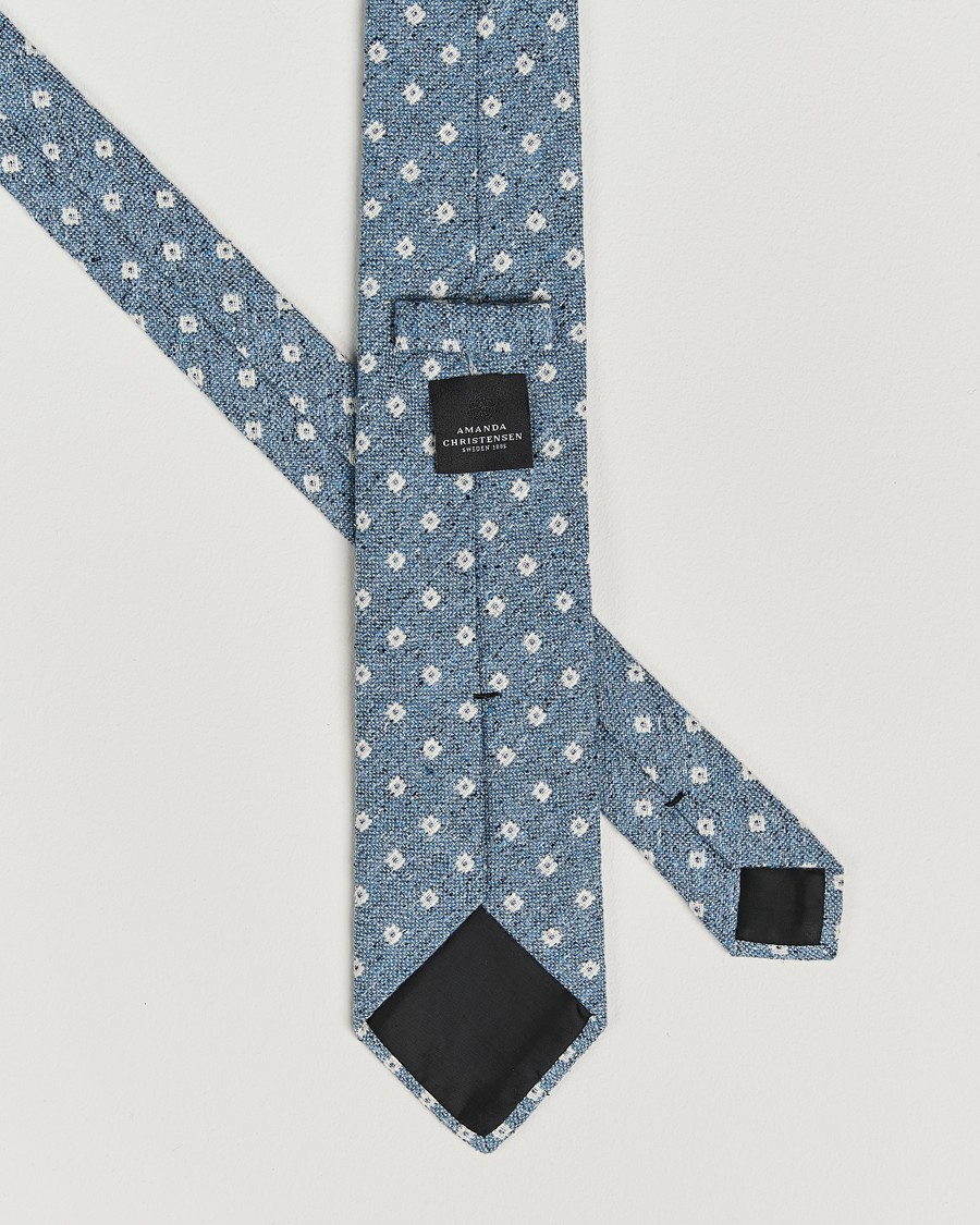 Homme | Amanda Christensen Silk/Cotton Bourette 8cm Tie Sky Blue | Amanda Christensen | Silk/Cotton Bourette 8cm Tie Sky Blue