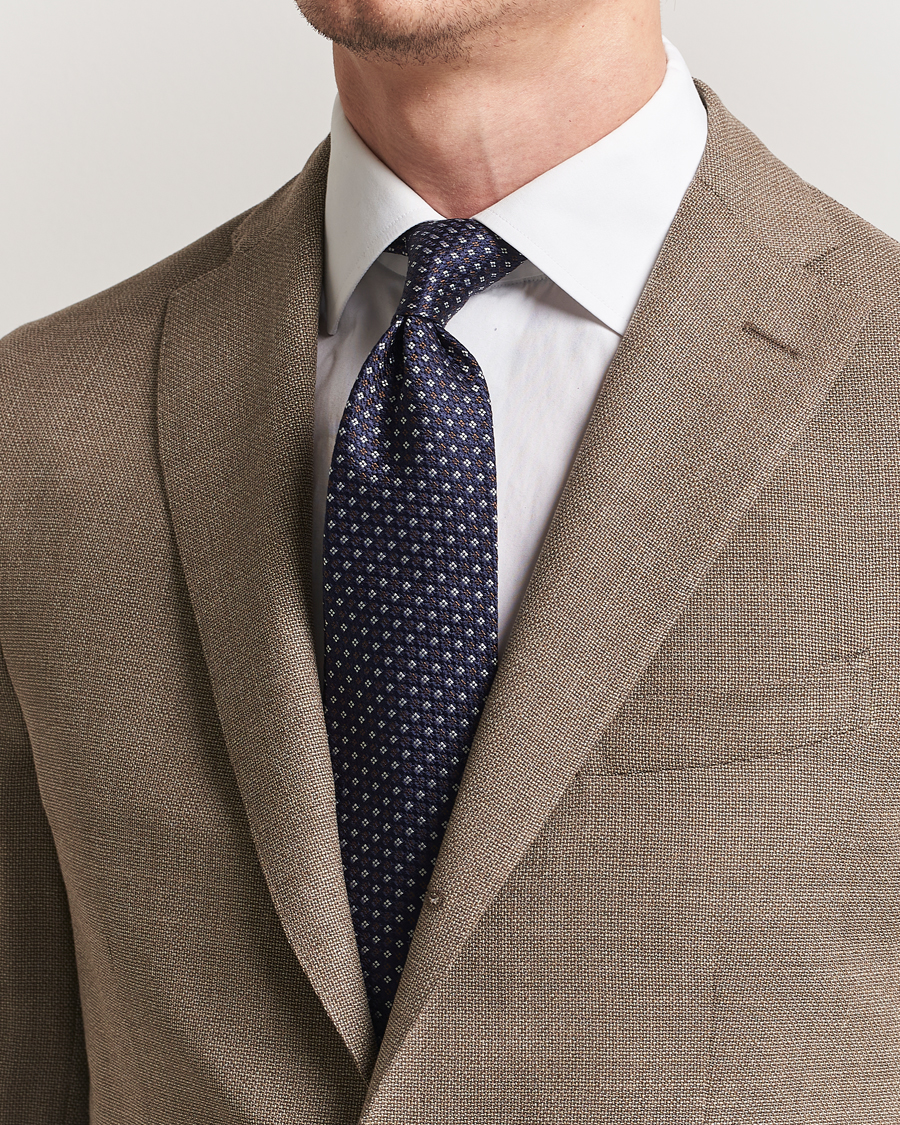 Homme | Amanda Christensen Silk Printed Flower 8cm Tie Navy | Amanda Christensen | Silk Printed Flower 8cm Tie Navy