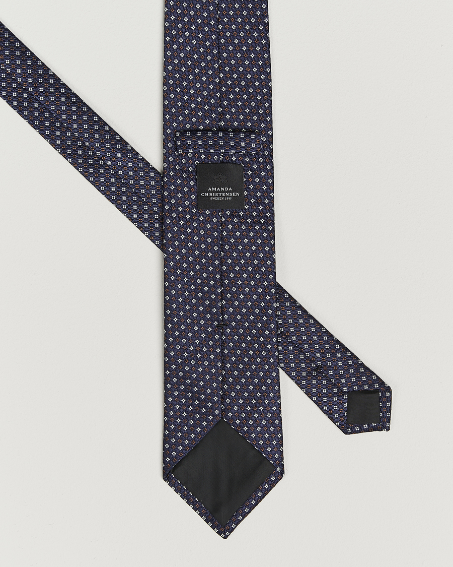 Homme | Amanda Christensen Silk Printed Flower 8cm Tie Navy | Amanda Christensen | Silk Printed Flower 8cm Tie Navy