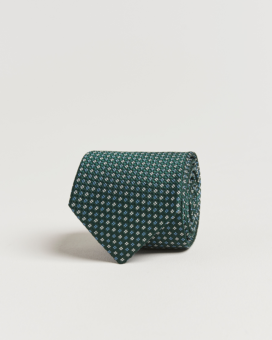 Homme | Amanda Christensen Silk Printed Flower 8cm Tie Green | Amanda Christensen | Silk Printed Flower 8cm Tie Green