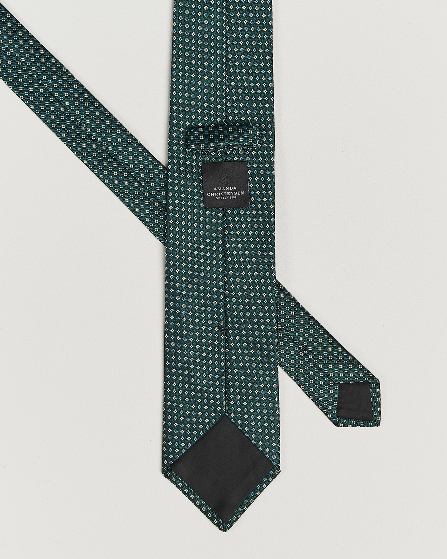 Homme | Amanda Christensen Silk Printed Flower 8cm Tie Green | Amanda Christensen | Silk Printed Flower 8cm Tie Green