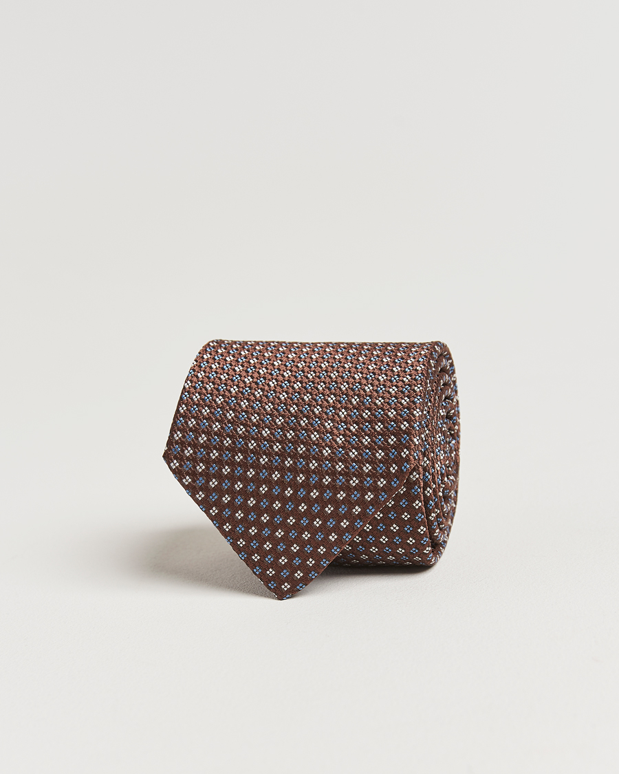 Homme | Amanda Christensen Silk Printed Flower 8cm Tie Brown | Amanda Christensen | Silk Printed Flower 8cm Tie Brown