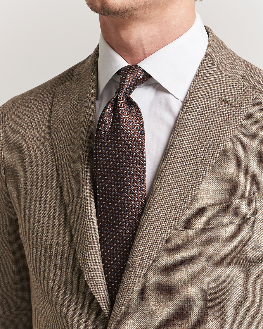 Homme | Amanda Christensen Silk Printed Flower 8cm Tie Brown | Amanda Christensen | Silk Printed Flower 8cm Tie Brown