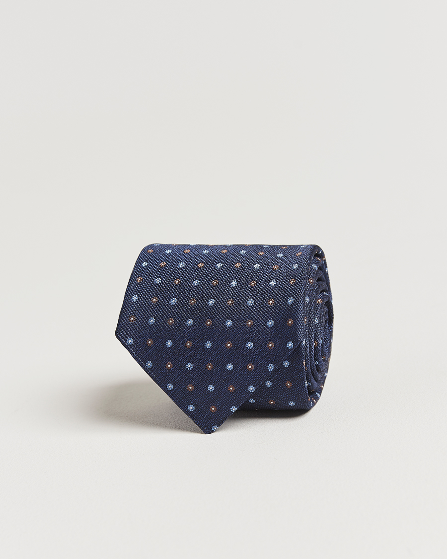 Homme | Amanda Christensen Silk Reps Printed Flower 8cm Tie Navy | Amanda Christensen | Silk Reps Printed Flower 8cm Tie Navy