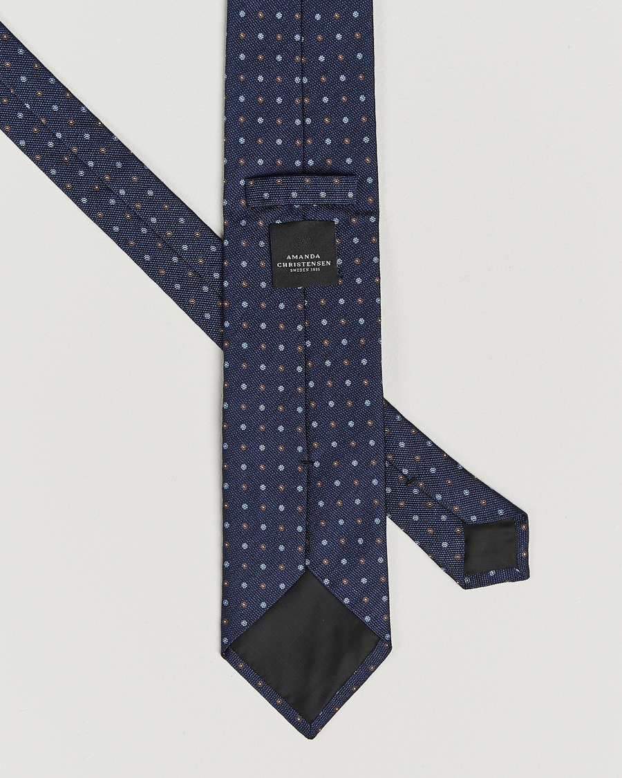 Homme | Amanda Christensen Silk Reps Printed Flower 8cm Tie Navy | Amanda Christensen | Silk Reps Printed Flower 8cm Tie Navy