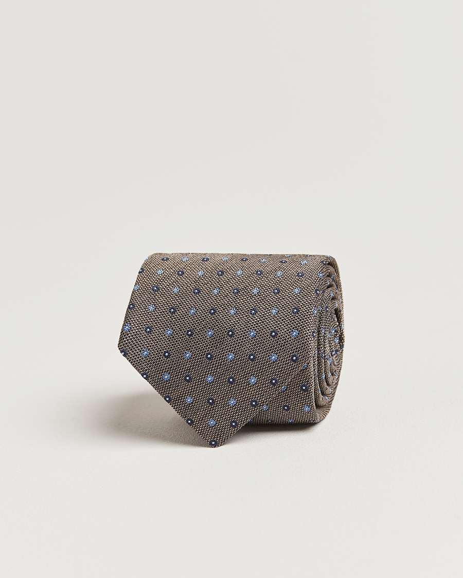 Homme | Amanda Christensen Silk Reps Printed Flower 8cm Tie Brown | Amanda Christensen | Silk Reps Printed Flower 8cm Tie Brown