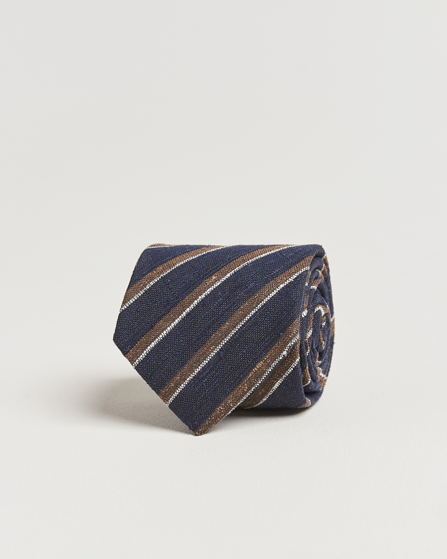 Homme | Amanda Christensen Silk Shantung Striped 8cm Tie Navy | Amanda Christensen | Silk Shantung Striped 8cm Tie Navy