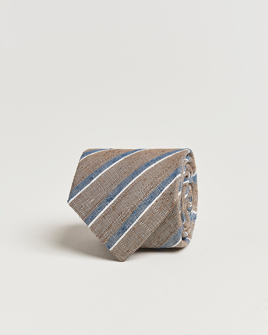 Homme | Amanda Christensen Silk Shantung Striped 8cm Tie Brown | Amanda Christensen | Silk Shantung Striped 8cm Tie Brown