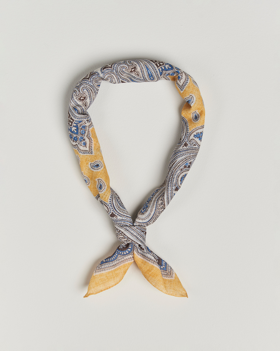 Homme | Amanda Christensen Cotton Voilé Printed Paisley Bandana Yellow | Amanda Christensen | Cotton Voilé Printed Paisley Bandana Yellow