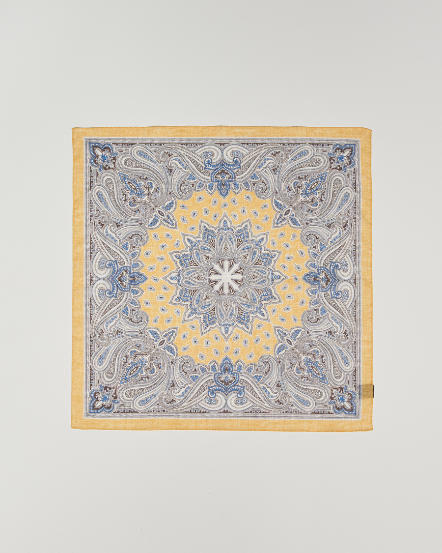Homme | Amanda Christensen Cotton Voilé Printed Paisley Bandana Yellow | Amanda Christensen | Cotton Voilé Printed Paisley Bandana Yellow