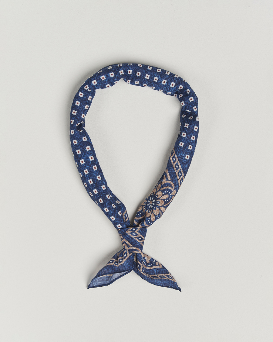 Homme | Amanda Christensen Cotton Voilé Printed Flower Bandana Navy | Amanda Christensen | Cotton Voilé Printed Flower Bandana Navy