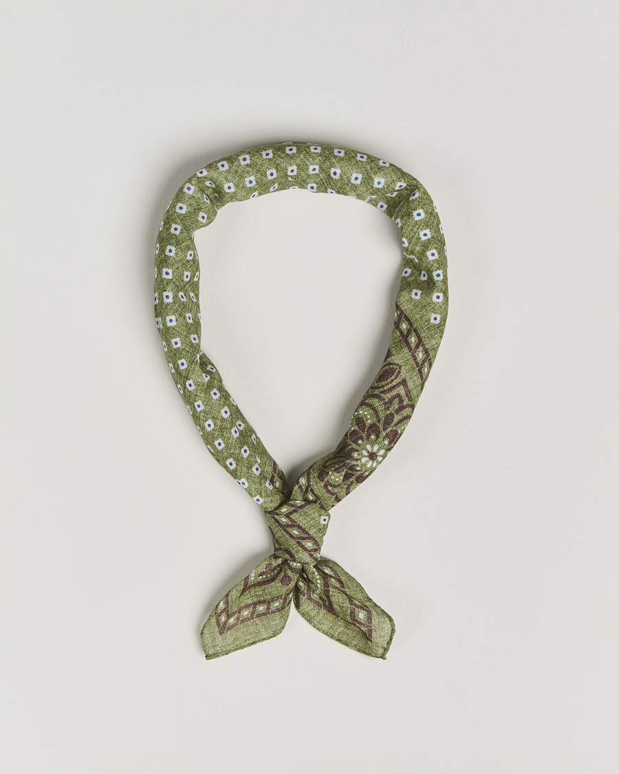 Homme | Amanda Christensen Cotton Voilé Printed Flower Bandana Green | Amanda Christensen | Cotton Voilé Printed Flower Bandana Green