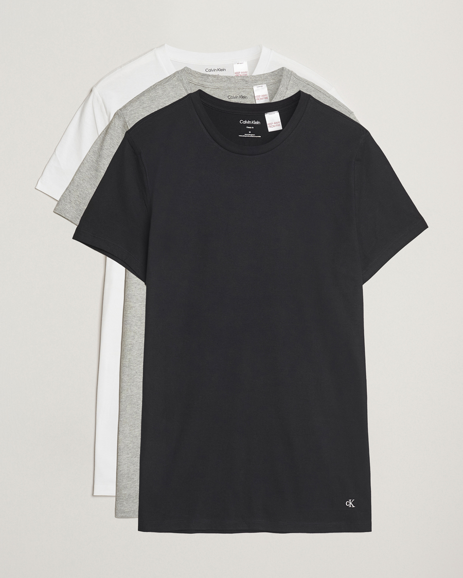 Homme | T-shirts | Calvin Klein | 3-Pack Cotton Crew Neck T-Shirt White/Black/Grey