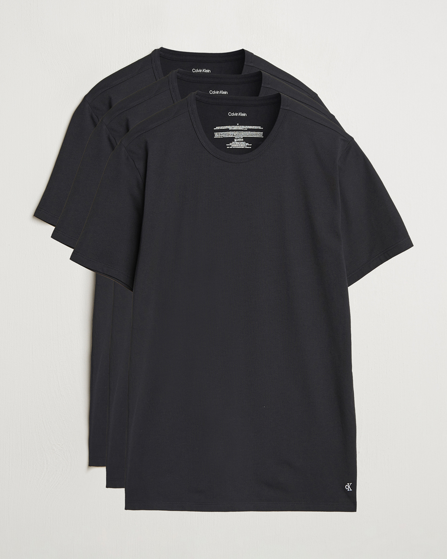 Homme | T-shirts | Calvin Klein | 3-Pack Cotton Stretch Crew Neck T-Shirt Black