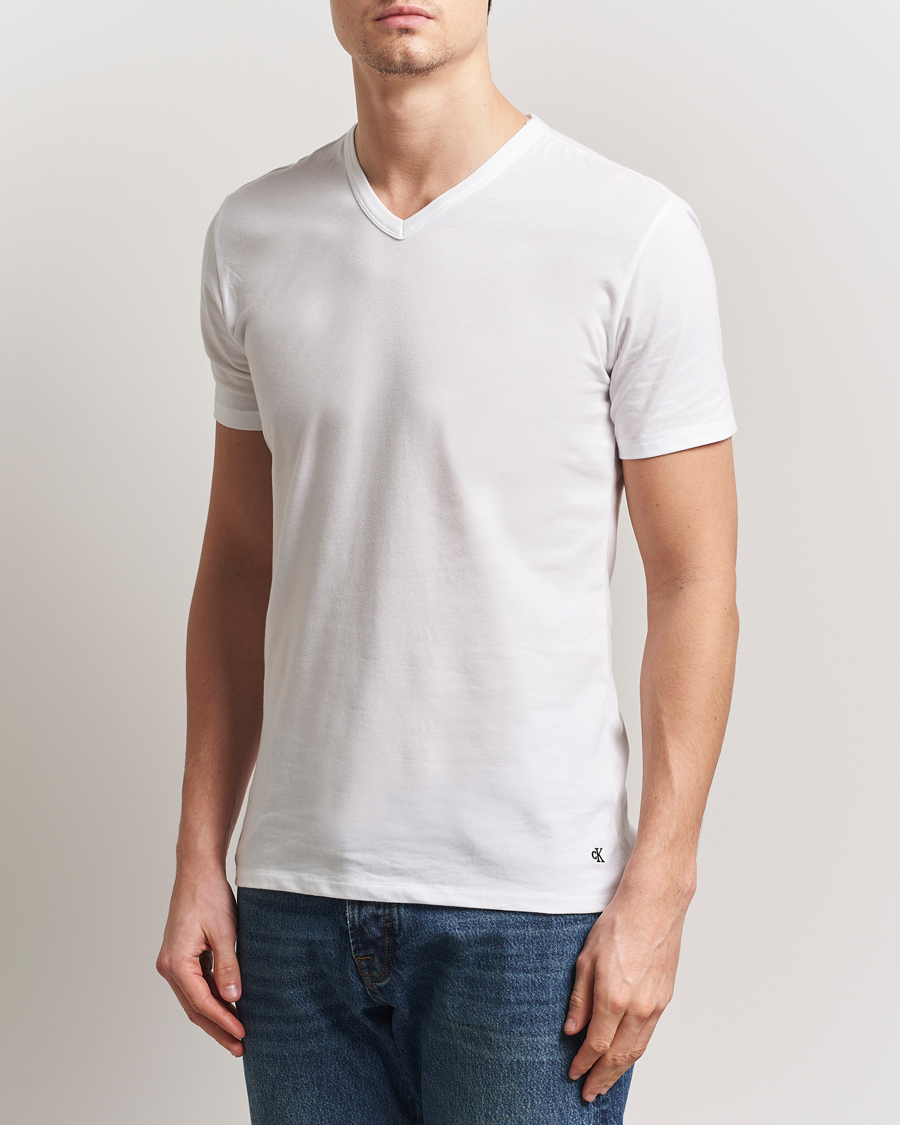 Homme | T-shirts | Calvin Klein | 3-Pack Cotton Stretch V-Neck T-Shirt White