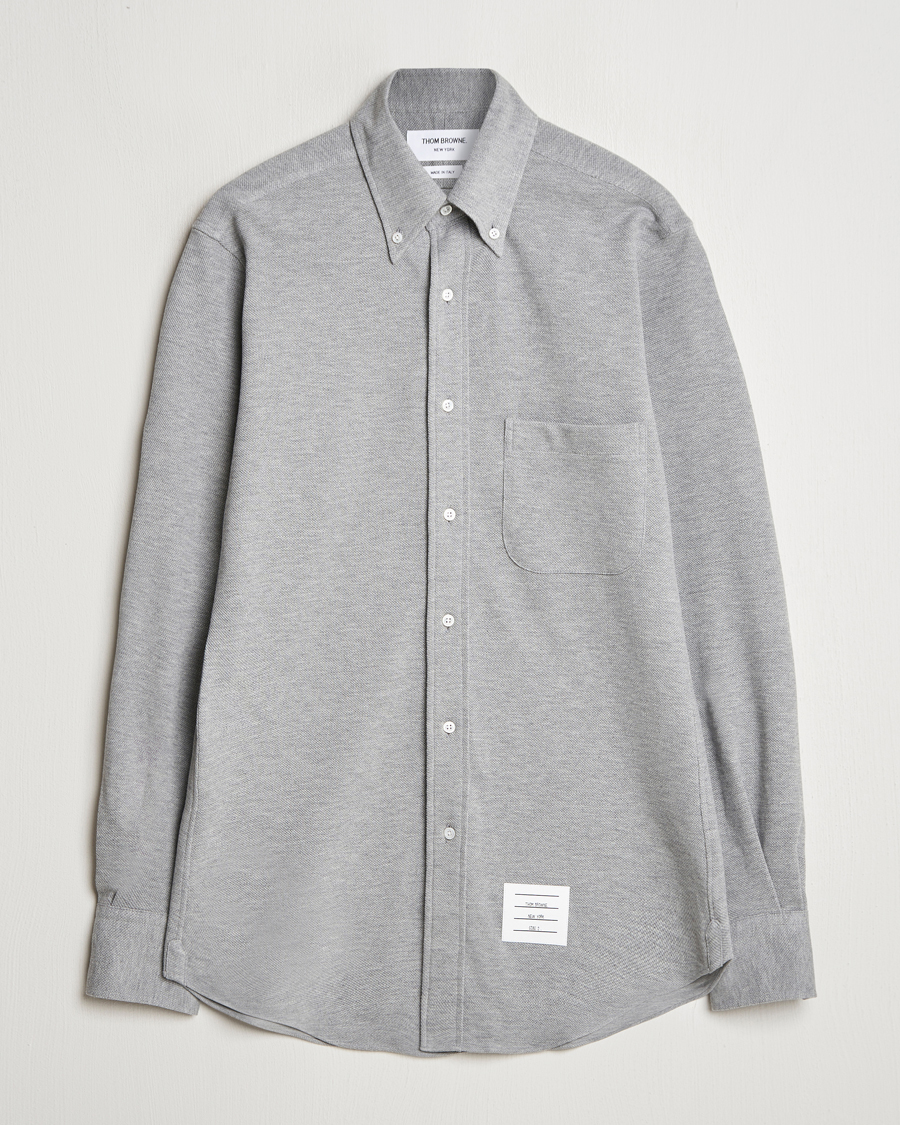 Homme | Chemises | Thom Browne | Button Down Piquet Shirt Light Grey