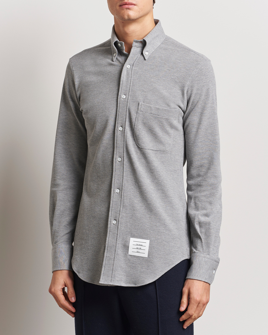 Homme | Chemises | Thom Browne | Button Down Piquet Shirt Light Grey