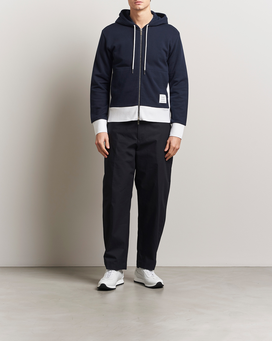 Homme | Pulls Et Tricots | Thom Browne | Color Block Zip Hoodie Navy