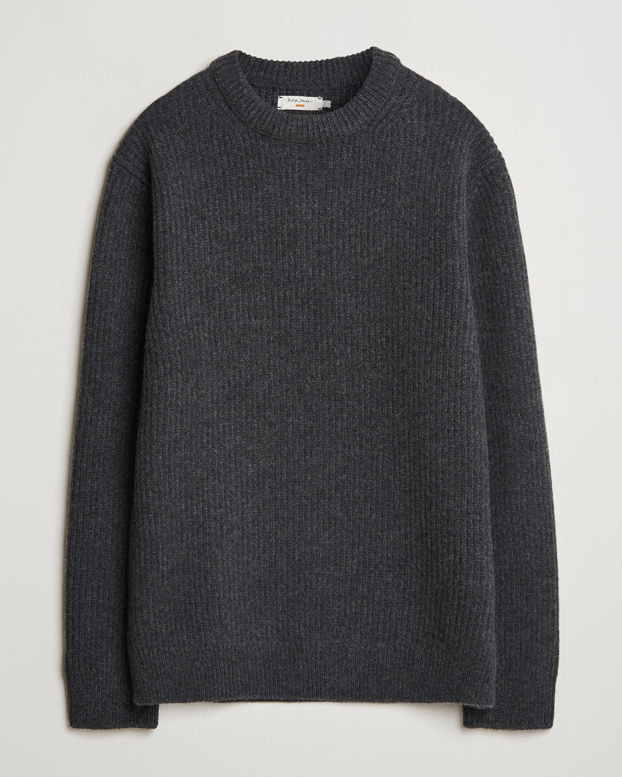 Homme | Pulls Et Tricots | Nudie Jeans | August Wool Rib Knitted Sweater Antracite Melange