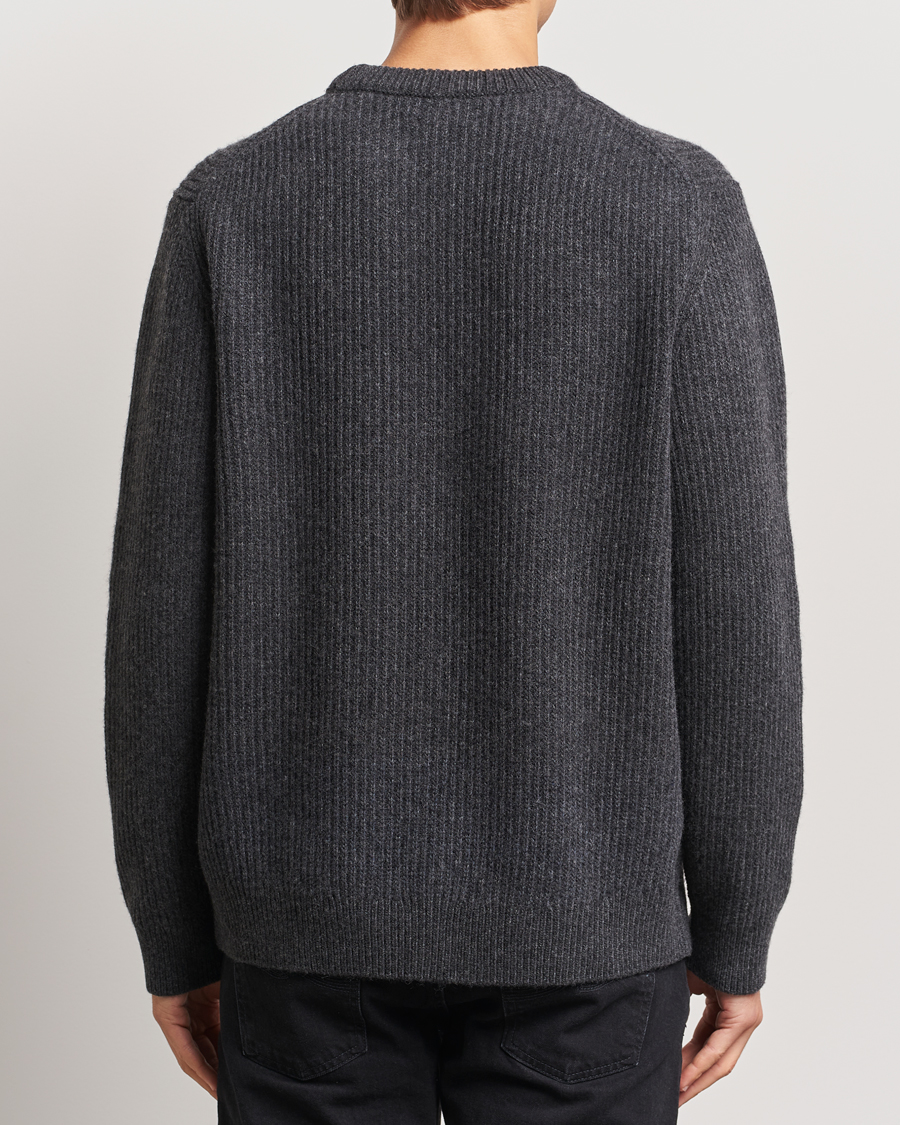 Homme | Pulls Et Tricots | Nudie Jeans | August Wool Rib Knitted Sweater Antracite Melange