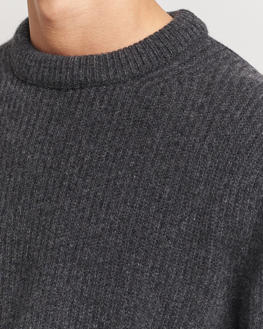 Homme | Pulls Et Tricots | Nudie Jeans | August Wool Rib Knitted Sweater Antracite Melange