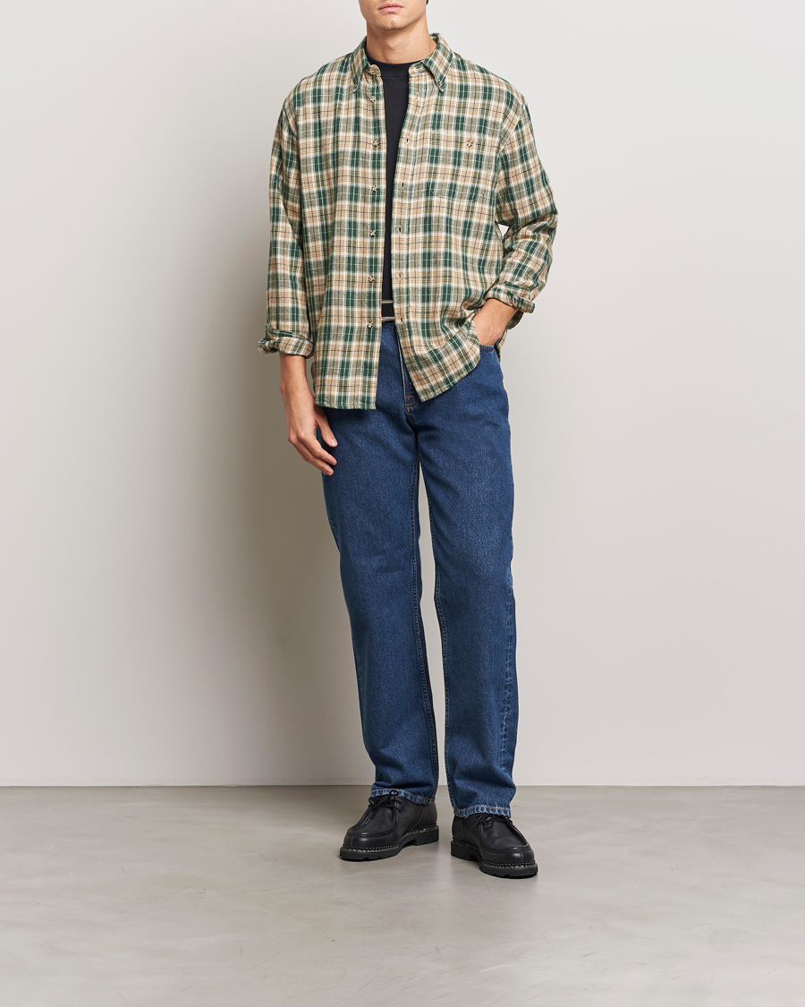 Homme | Chemises | Nudie Jeans | Julian Checked Farmers Shirt Racing Green