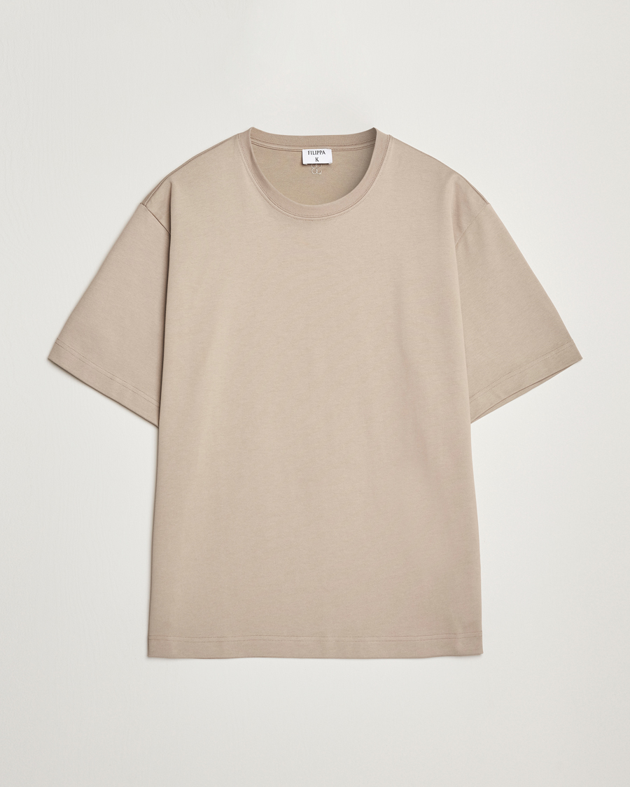 Homme | T-shirts | Filippa K | Heavy Cotton Crew Neck T-Shirt Moss Grey