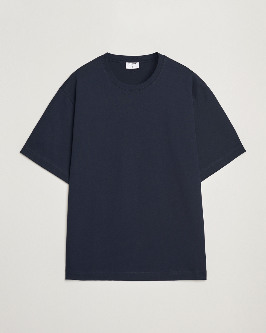 Homme | T-shirts | Filippa K | Heavy Cotton Crew Neck T-Shirt Navy