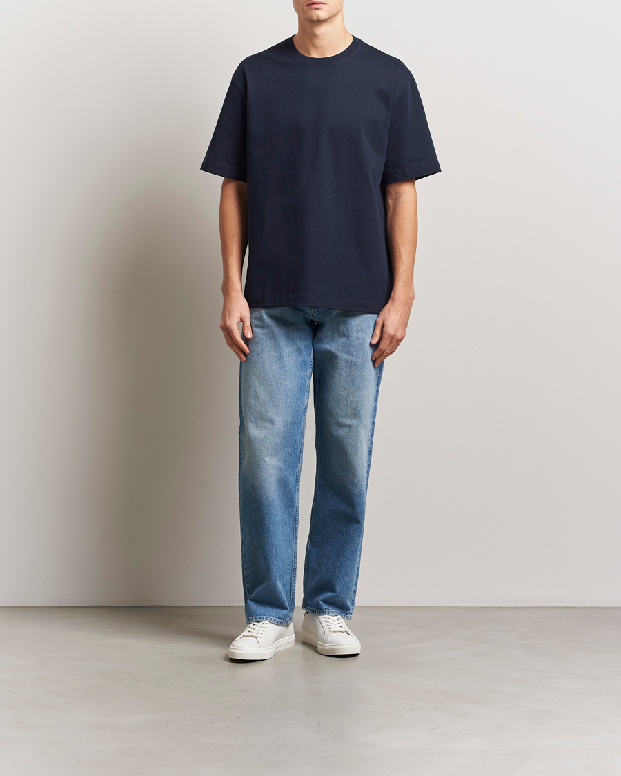 Homme | T-shirts | Filippa K | Heavy Cotton Crew Neck T-Shirt Navy
