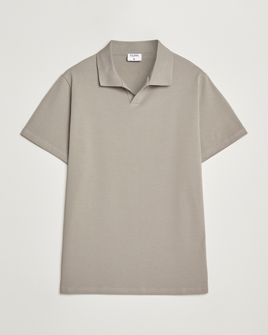 Homme | Polos | Filippa K | Soft Lycra Polo T-Shirt Dove Grey