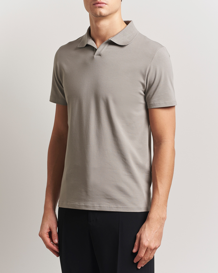 Homme | Polos | Filippa K | Soft Lycra Polo T-Shirt Dove Grey