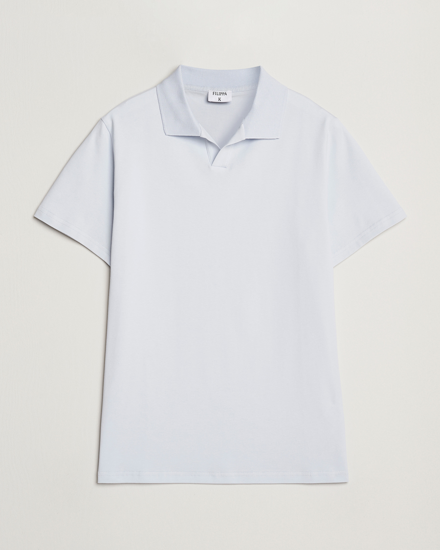 Homme | Polos | Filippa K | Soft Lycra Polo T-Shirt Ice Blue