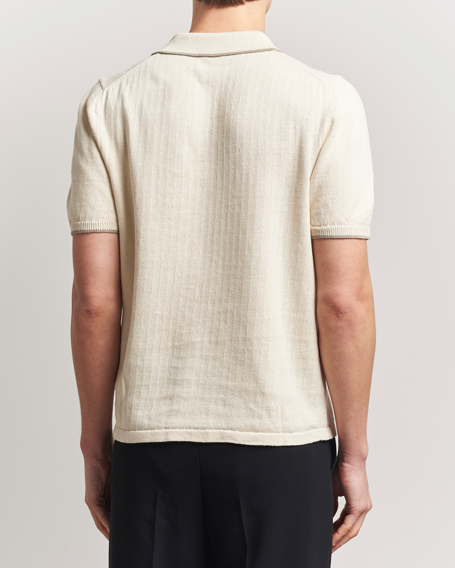 Homme | Polos | Filippa K | Linen Cotton Knitted Polo Cream White