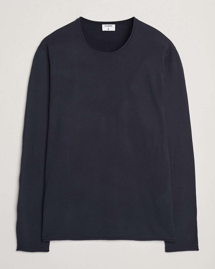 Homme | Pulls Et Tricots | Filippa K | Rolled Edge Knitted Sweater Navy