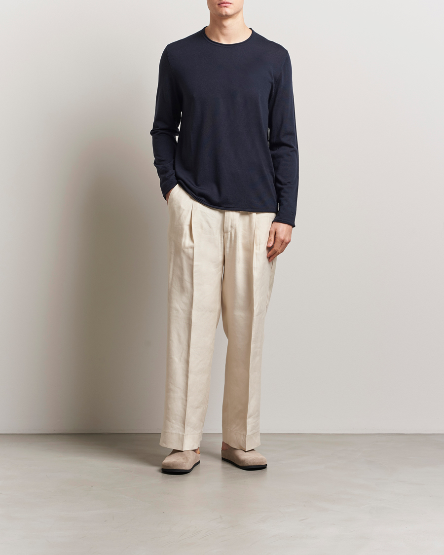 Homme | Pulls Et Tricots | Filippa K | Rolled Edge Knitted Sweater Navy