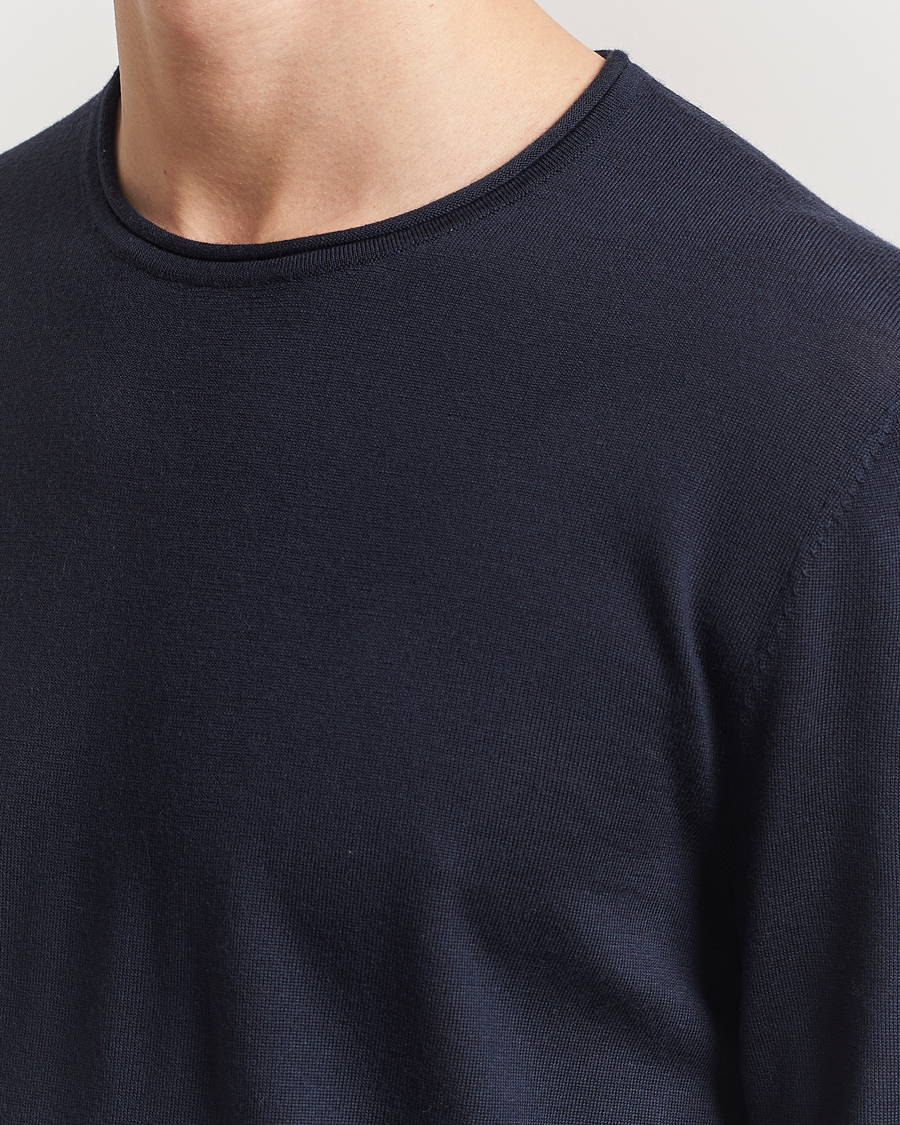 Homme | Pulls Et Tricots | Filippa K | Rolled Edge Knitted Sweater Navy